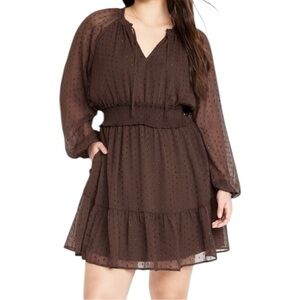 Old Navy NWT Women’s Waist-Defined Shine Long Sleeve‎ Mini Dress Sz L